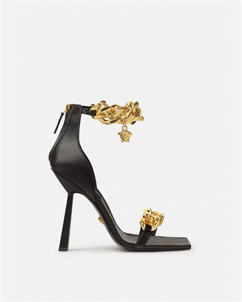 versace chain slides|versace high heel sandals.